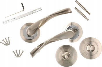 Sada dveřních klik 130 mm satén se zámkem