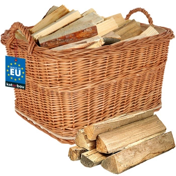 Koš proutěný na dřevo ke krbu s rukojetí