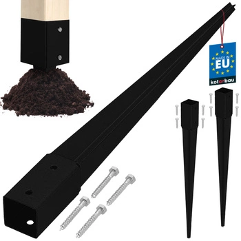 Základna sloupu zapuštěná do země ocel černá 45x45x600 mm sada 2 ks.