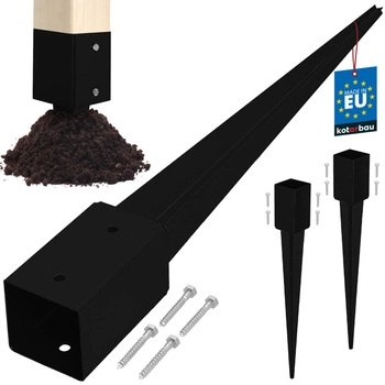 Základna sloupu zapuštěná do země ocel černá 80x80x750 mm sada 2 ks.