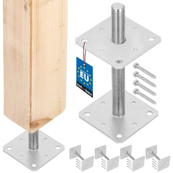 Podstavec sloupu šroubovací nastavitelný tyč m24 160x160x250 mm sada 4 ks.