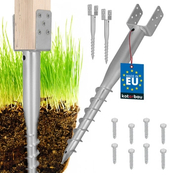 Základna sloupu kotva u šroubovaná do země ocelová 90x710 mm sada 2 ks.