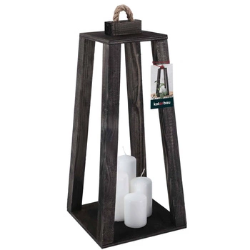 Dřevěná kuželová lucerna na svíčku domácí zahrada černá 20x20 cm