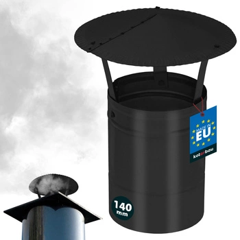 Stříška kouřová na komínové potrubí pozinkovaná černá 140 mm