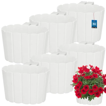 Květináč balkónový bílý na zábradlí 150 MM Sada 6 ks..