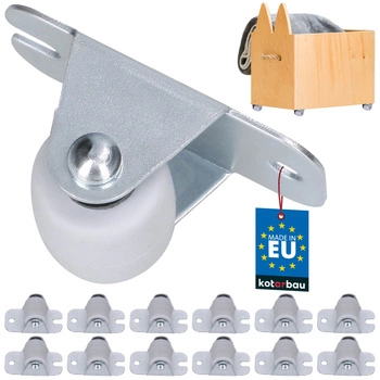 Nábytkové kolečko pevné pro nábytek skříně gumové bílé 22 mm sada 12 ks.