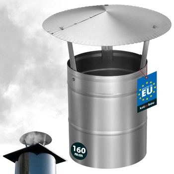 Stříška kouřová na komínové potrubí pozinkovaná stříbrná 160 mm