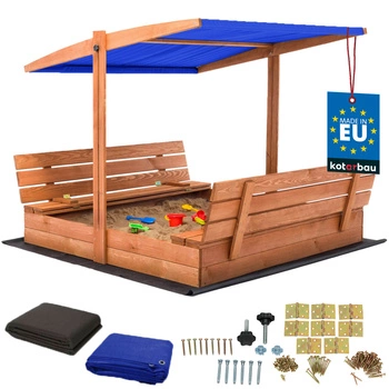 Dřevěné pískoviště se stříškou lavičkami uzamykatelné velké hnědé 140 cm