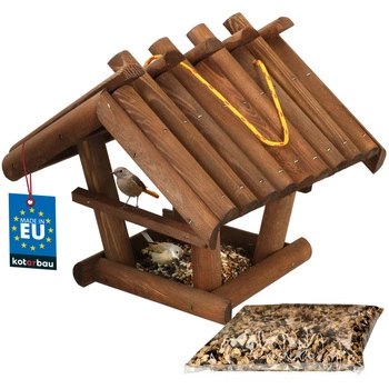 Krmítko pro ptáky dřevěné 0,5kg - Barva tmavě hnědá