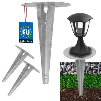 Podstavec pro zahradní svítidla zapuštěný do země kotevní 190 mm sada 2 ks.