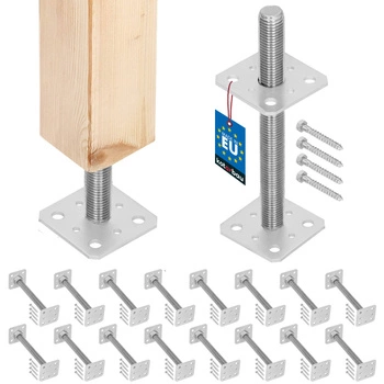 Podstavec sloupu šroubovací nastavitelný tyč m24 80x80x250 mm sada 16 ks.