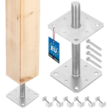 Podstavec sloupu šroubovací nastavitelný tyč m24 110x110x250 mm sada 6 ks.