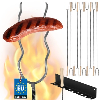 Tyč na klobásy dvouzubá vlnitá se závěsem 100 cm sada 10 ks.