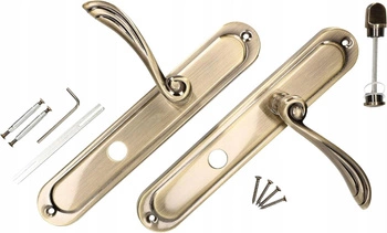 Dverová kľučka s blokádou WC dlhý štít patina 90 mm - Farba patina