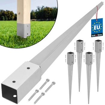 Podstavec pod sloup kotevní do země ocelový 60x60x750 mm sada 4 ks.