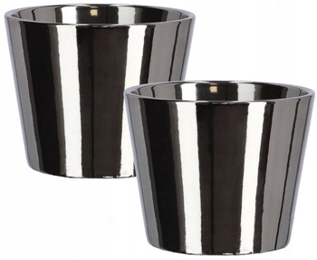 Keramický květináč ⌀11 cm stříbrný - 2 ks. kotarbau