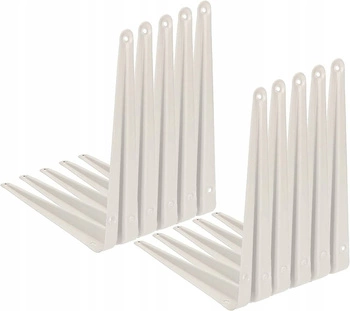 Rohový držák na polici, podpěra 22,5x20 cm, 10 ks - Bílá barva