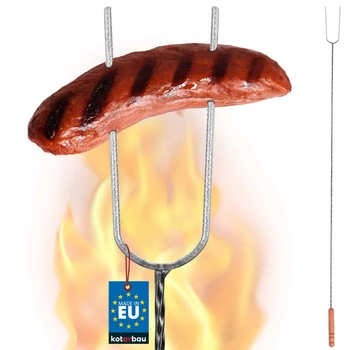 Vidlička na ohniště s tyčí na klobásy 120 cm