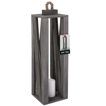 Dřevěná lucerna na svíčku šedá 13,5x13,5 cm