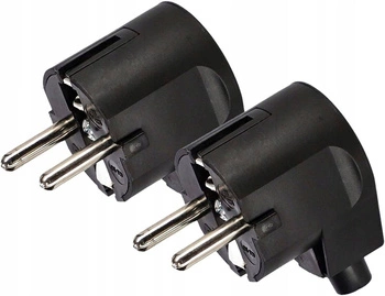 Úhlová demontovatelná zástrčka uzemňovací zástrčka 16a - 2 ks. černá kotarbau