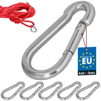 Hasičský karabina pro houpačky lana sítě kovová 80 mm sada 5 ks.