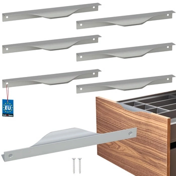 Hranatá nábytková úchytka moderní hliník stříbrná 192 mm sada 6 ks.