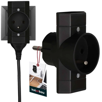 Třícestný rozdělovač zásuvky se zemněním - Barva černá