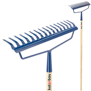 Zesílené kovové hrábě s 16 zuby a dřevěnou násadou 164 cm