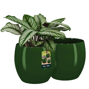 Glazovaný keramický květináč zelené rostliny 19 cm sada 2 ks.