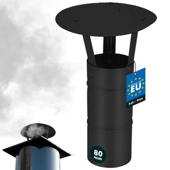 Stříška kouřová na komínové potrubí pozinkovaná černá 80 mm