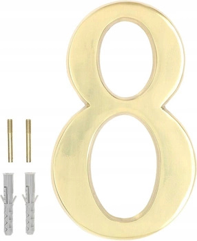 Číslo domu "8" na dveře 3d 20cm mosazné