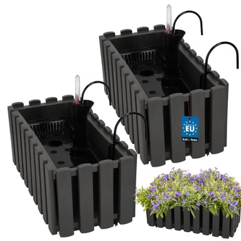 Květináč balkónový šedý na zábradlí 400 MM Sada 2 ks..