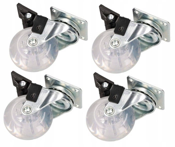 Nábytkové kolečko transparentní 50mm brzda sada 4 ks.