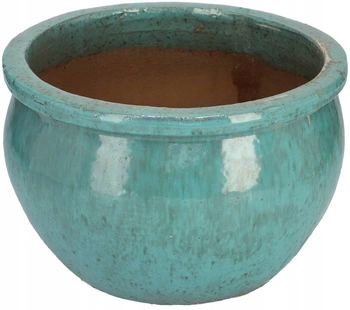 Květináč keramický obal průměr 34 glazovaný - Barva tyrkysová