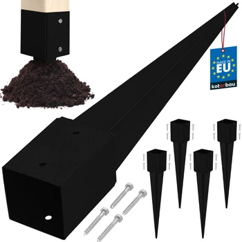 Základna sloupu zapuštěná do země ocel černá 100x100x750 mm sada 4 ks.