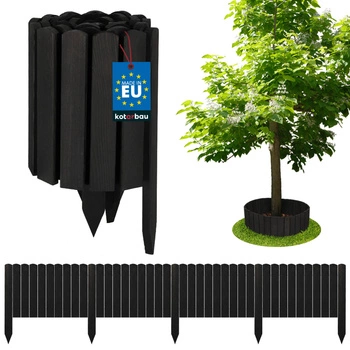 Zahradní plot palisádový dřevěný obrubník hnaný antracit 200x30 cm