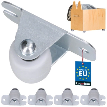 Nábytkové kolečko pevné pro nábytek skříně gumové bílé 22 mm sada 4 ks.