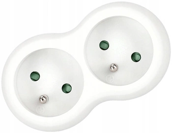 Rozdělovač napájení 2 zásuvky zloděj země bílá