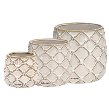 Keramický květináč ananas sada 3 ks.