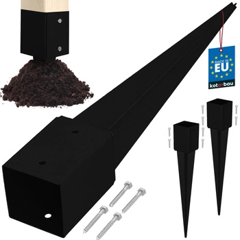 Základna sloupu zapuštěná do země ocel černá 100x100x750 mm sada 2 ks.