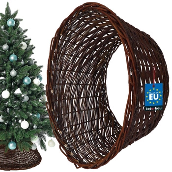 Koš z proutí ø50 cm na stojan pod vánoční stromek boho - Barva tmavě hnědá