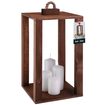 Dřevěná lucerna na svíčku domácí zahrada hnědá 20x20 cm