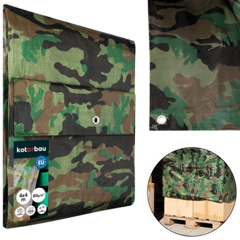 Plachta ochranná pevná silná univerzální moro 80 g/m2 4x4 m