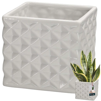 Květináč keramický čtvercový Piano bílý 14x14 cm