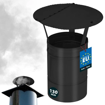 Stříška kouřová na komínové potrubí pozinkovaná černá 130 mm