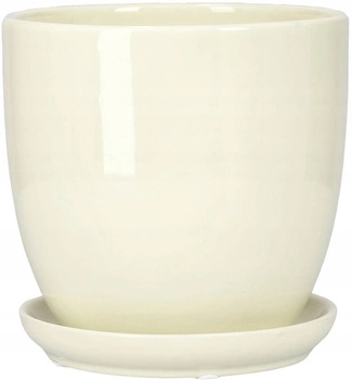 Krémový keramický květináč s podstavcem ⌀15 cm kotarbau