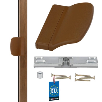 Balkónová západka s rukojetí zlatý dub