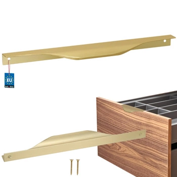 Hranatá nábytková úchytka moderní hliník zlatý mat 256 mm