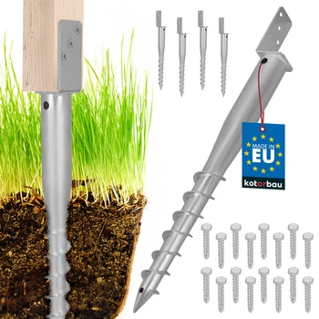 Základna sloupu kotva l šroubovaná do země ocelová Lx735 mm sada 4 ks.