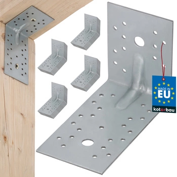 Spojovací bednění tesařský úhelník žebrovaný ocel 100x150x80 mm sada 50 ks.